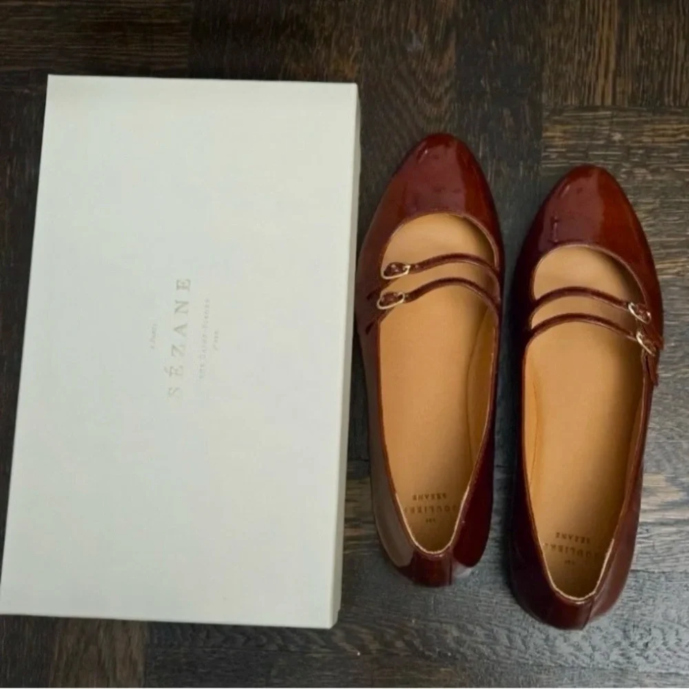 Sezane Burgundy Patent Leather Loafers - Picture 5 of 7